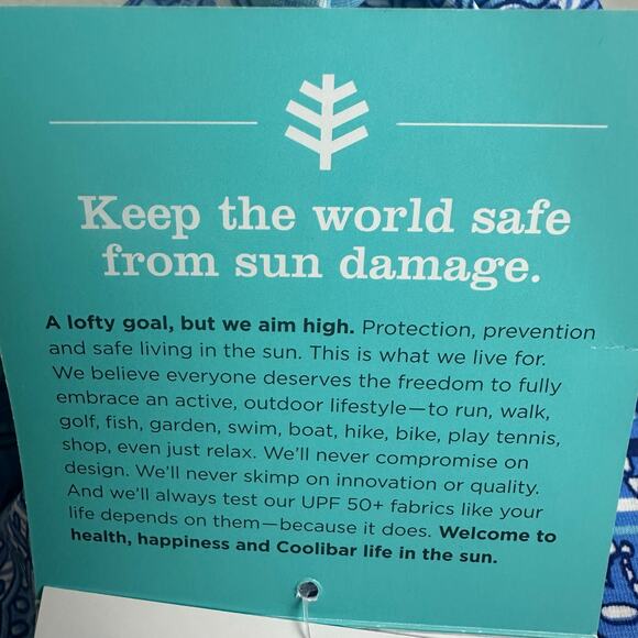 Coolibar Oceanside Tunic UPF 50+ Sun Protection Blue Mosaic Print Dress sz M NWT - Picture 12 of 13